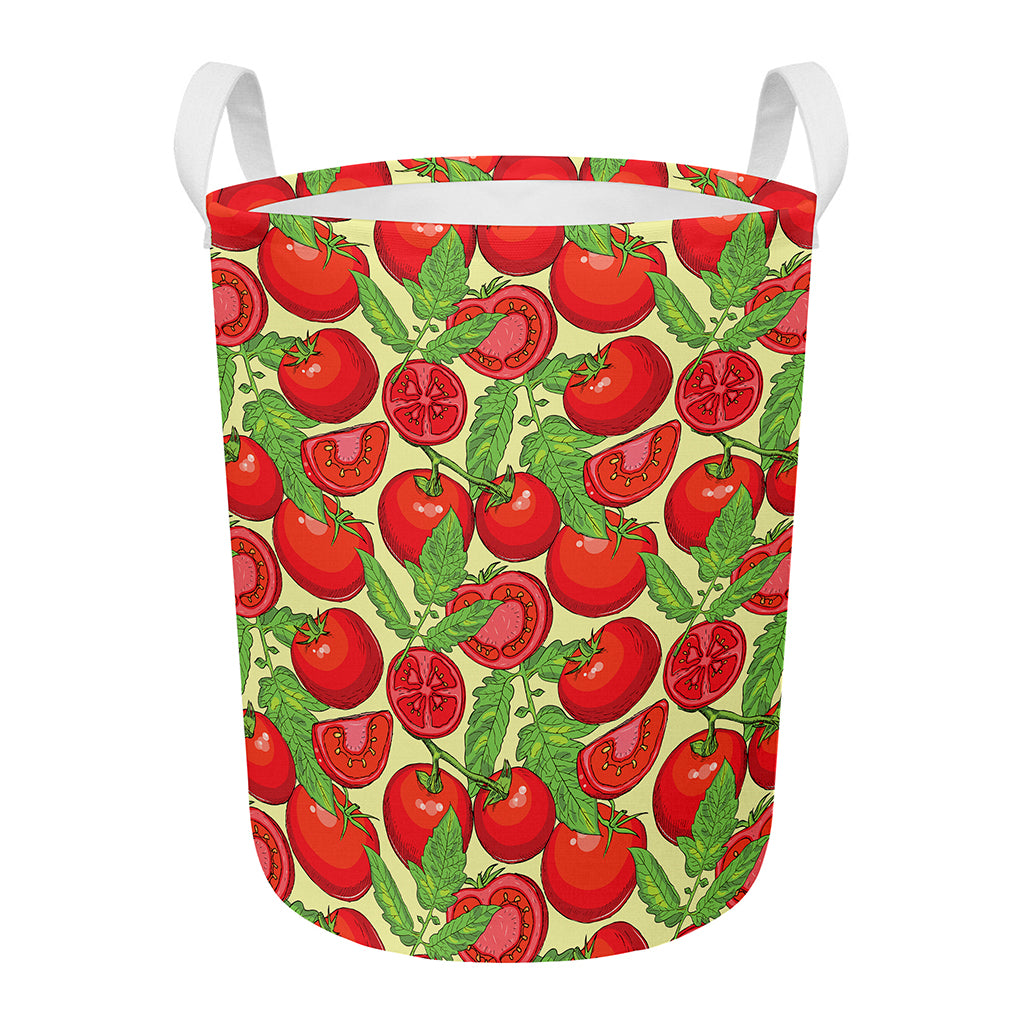 Hand Drawn Tomato Pattern Print Round Laundry Basket