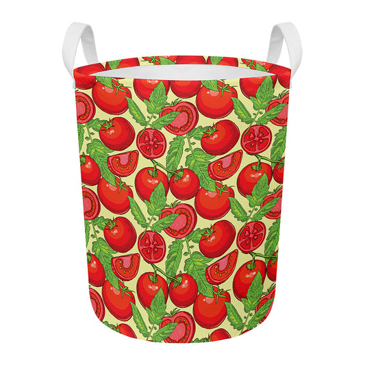 Hand Drawn Tomato Pattern Print Round Laundry Basket