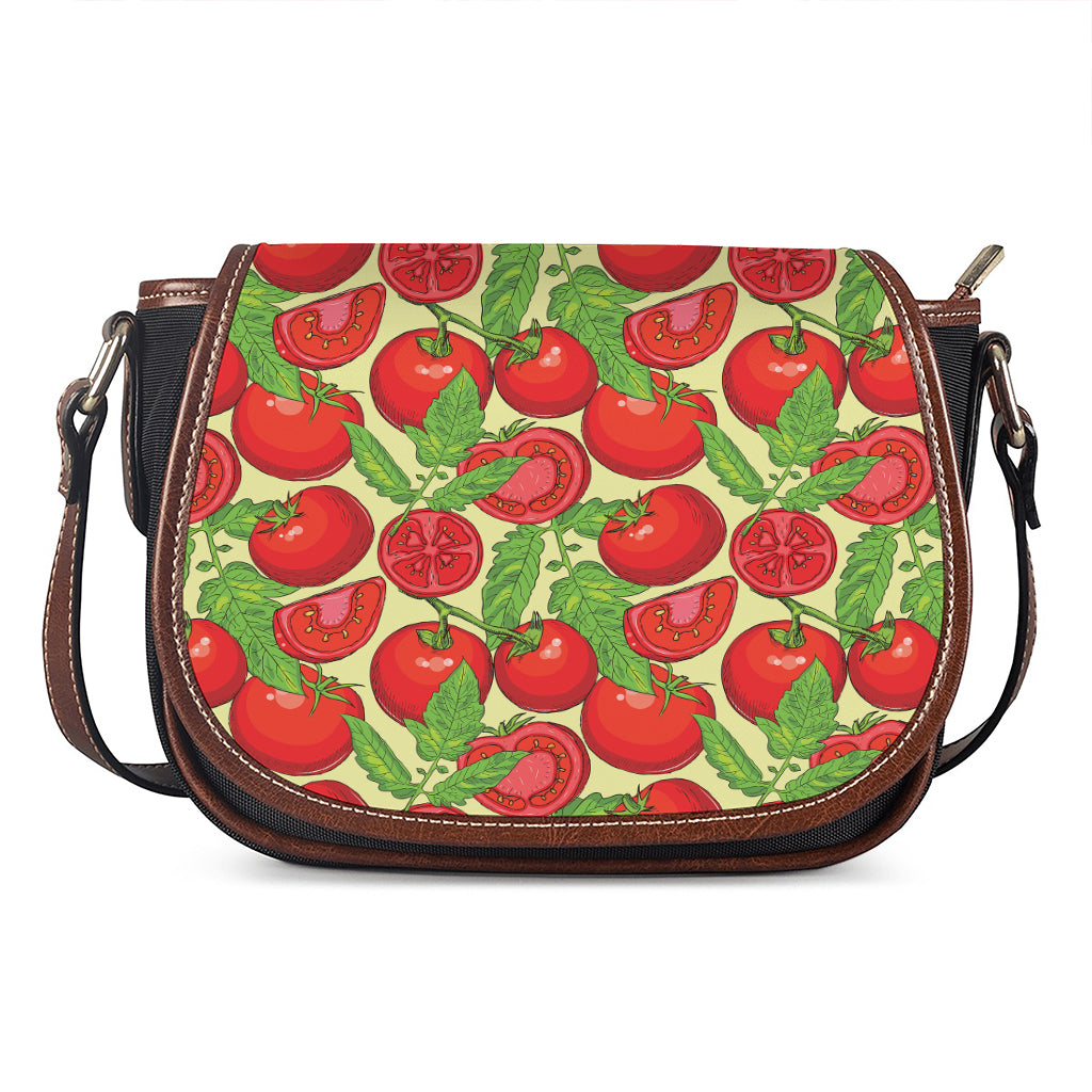 Hand Drawn Tomato Pattern Print Saddle Bag