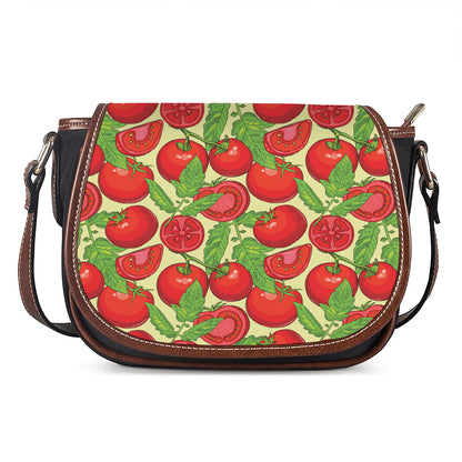 Hand Drawn Tomato Pattern Print Saddle Bag