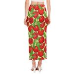 Hand Drawn Tomato Pattern Print Side Slit Maxi Skirt