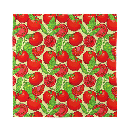 Hand Drawn Tomato Pattern Print Silk Bandana