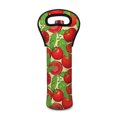 Hand Drawn Tomato Pattern Print Single Neoprene Wine Tote