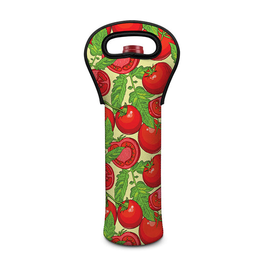 Hand Drawn Tomato Pattern Print Single Neoprene Wine Tote