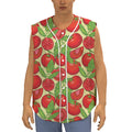 Hand Drawn Tomato Pattern Print Sleeveless Baseball Jersey