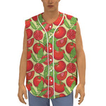 Hand Drawn Tomato Pattern Print Sleeveless Baseball Jersey