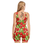 Hand Drawn Tomato Pattern Print Sleeveless One Piece Swimsuit