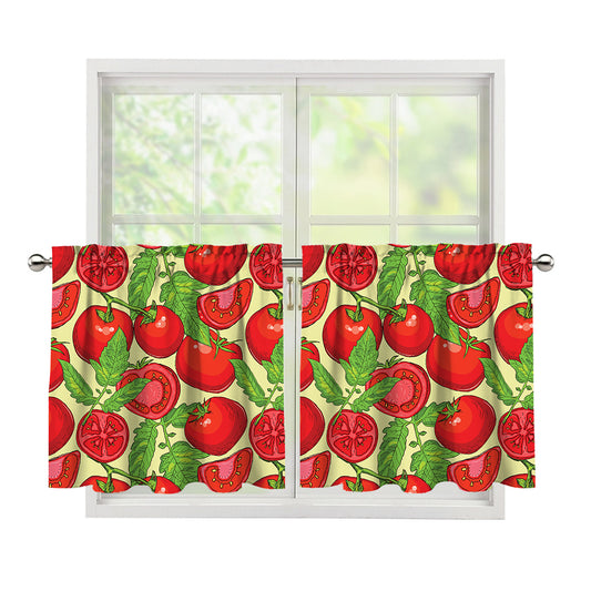 Hand Drawn Tomato Pattern Print Tier Curtains
