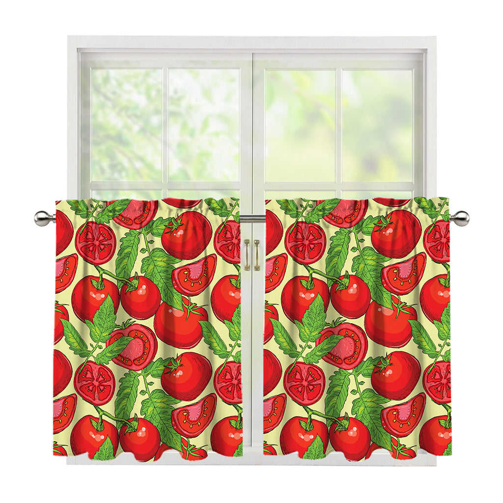 Hand Drawn Tomato Pattern Print Tier Curtains