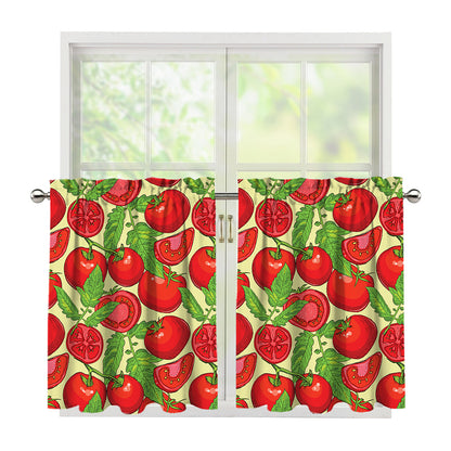 Hand Drawn Tomato Pattern Print Tier Curtains