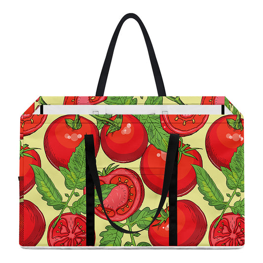 Hand Drawn Tomato Pattern Print Utility Tote Bag