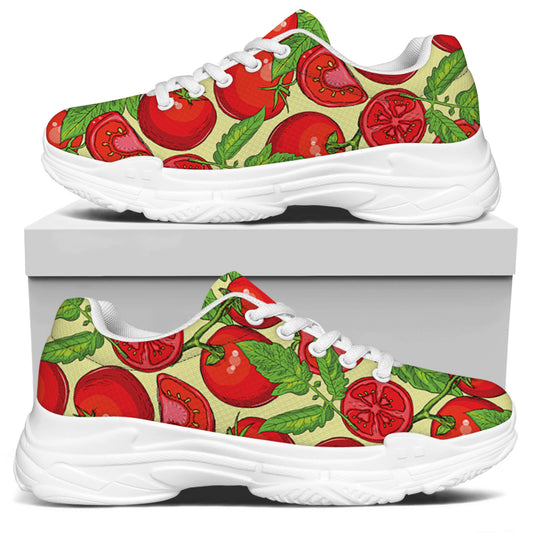 Hand Drawn Tomato Pattern Print White Chunky Shoes