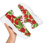 Hand Drawn Tomato Pattern Print White Chunky Shoes