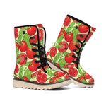 Hand Drawn Tomato Pattern Print Winter Boots