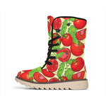 Hand Drawn Tomato Pattern Print Winter Boots