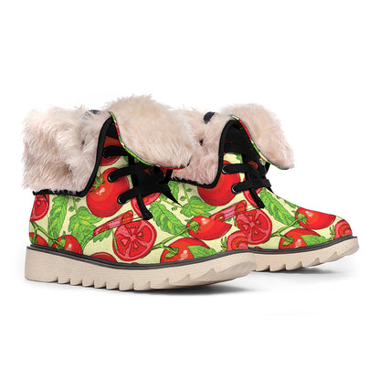 Hand Drawn Tomato Pattern Print Winter Boots