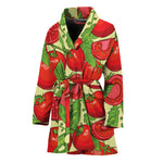 Hand Drawn Tomato Pattern Print Women's Bathrobe
