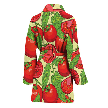 Hand Drawn Tomato Pattern Print Women's Bathrobe