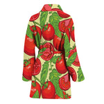 Hand Drawn Tomato Pattern Print Women's Bathrobe