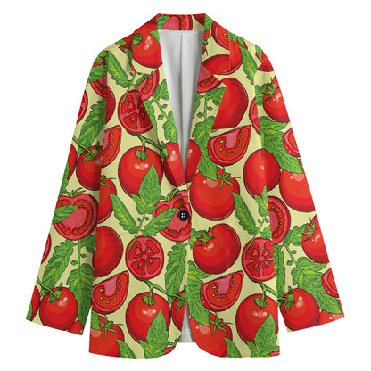 Hand Drawn Tomato Pattern Print Women's Blazer