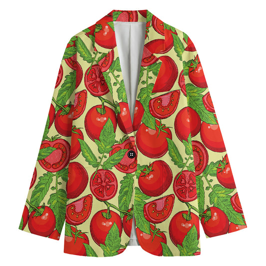 Hand Drawn Tomato Pattern Print Women's Blazer