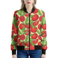 Hand Drawn Tomato Pattern Print Women's Bomber Jacket