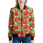 Hand Drawn Tomato Pattern Print Women's Bomber Jacket