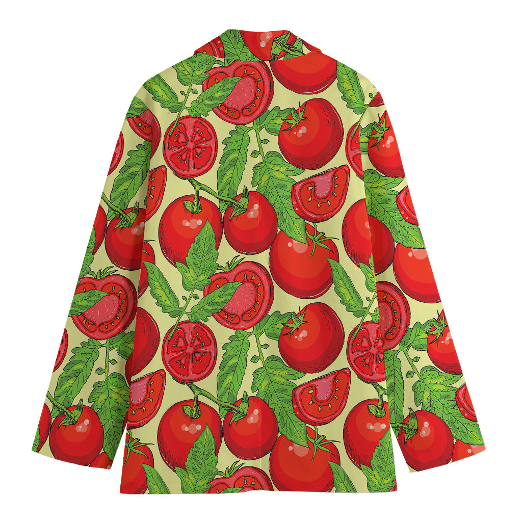 Hand Drawn Tomato Pattern Print Women's Cotton Blazer
