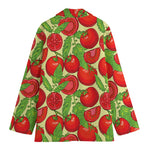 Hand Drawn Tomato Pattern Print Women's Cotton Blazer