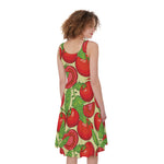 Hand Drawn Tomato Pattern Print Women's Sleeveless Dress