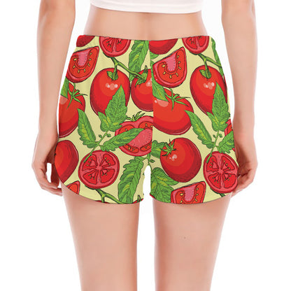 Hand Drawn Tomato Pattern Print Women's Split Running Shorts