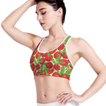Hand Drawn Tomato Pattern Print Women's Sports Bra