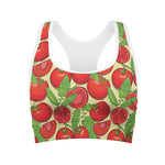 Hand Drawn Tomato Pattern Print Women's Sports Bra