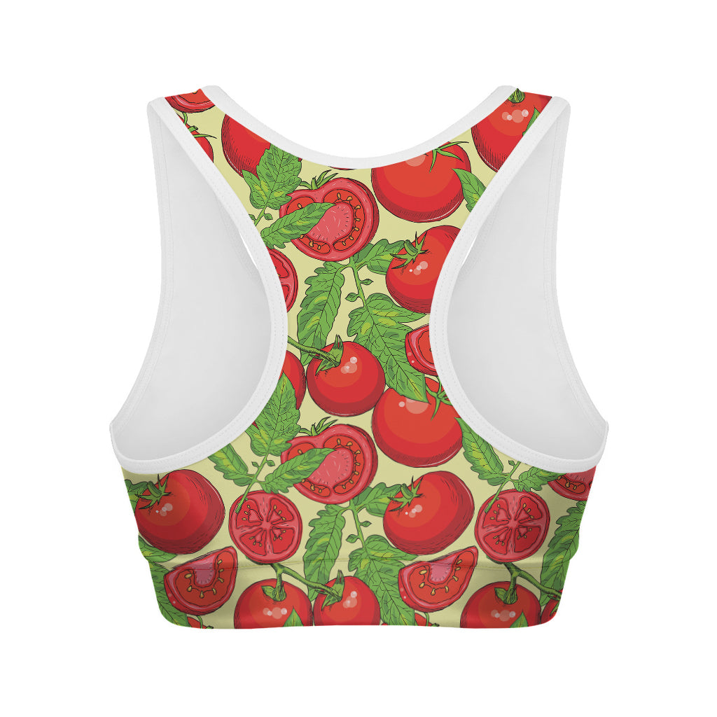 Hand Drawn Tomato Pattern Print Women's Sports Bra