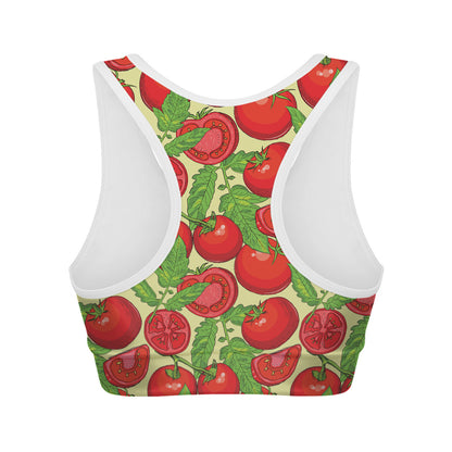 Hand Drawn Tomato Pattern Print Women's Sports Bra