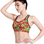 Hand Drawn Tomato Pattern Print Women's Sports Bra