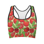Hand Drawn Tomato Pattern Print Women's Sports Bra