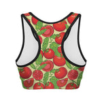 Hand Drawn Tomato Pattern Print Women's Sports Bra