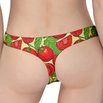 Hand Drawn Tomato Pattern Print Women's Thong