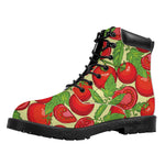 Hand Drawn Tomato Pattern Print Work Boots