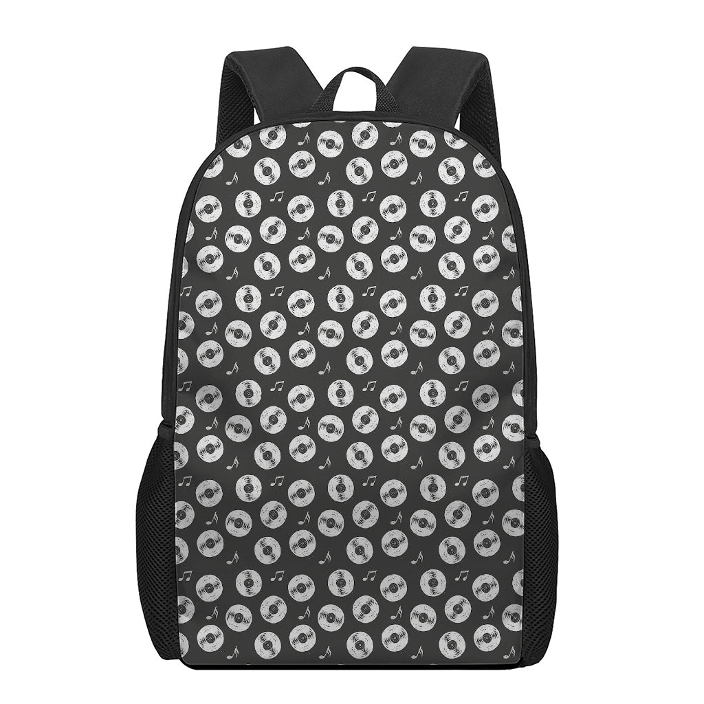 Hand Drawn Vinyl Record Pattern Print 17 Inch Backpack