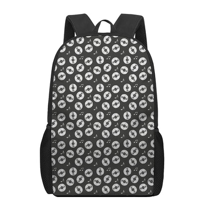 Hand Drawn Vinyl Record Pattern Print 17 Inch Backpack