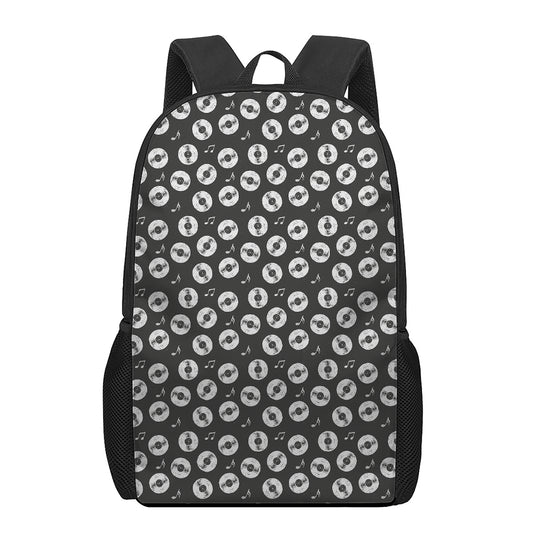Hand Drawn Vinyl Record Pattern Print 17 Inch Backpack