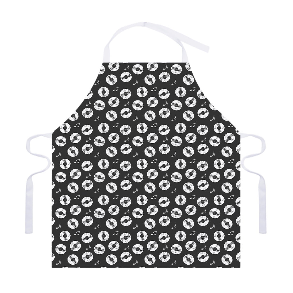 Hand Drawn Vinyl Record Pattern Print Adjustable Apron