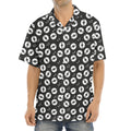 Hand Drawn Vinyl Record Pattern Print Aloha Shirt