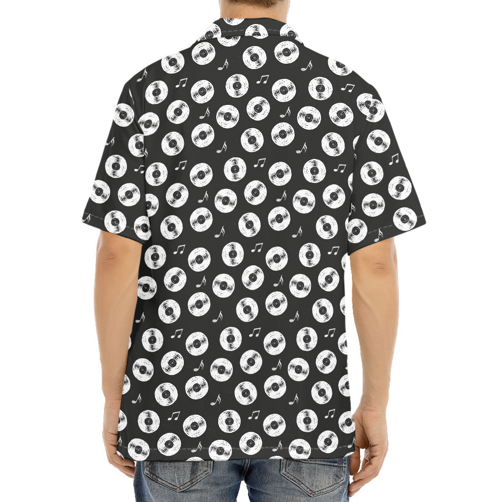 Hand Drawn Vinyl Record Pattern Print Aloha Shirt