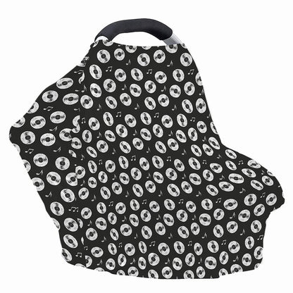 Hand Drawn Vinyl Record Pattern Print Baby Seat Cover