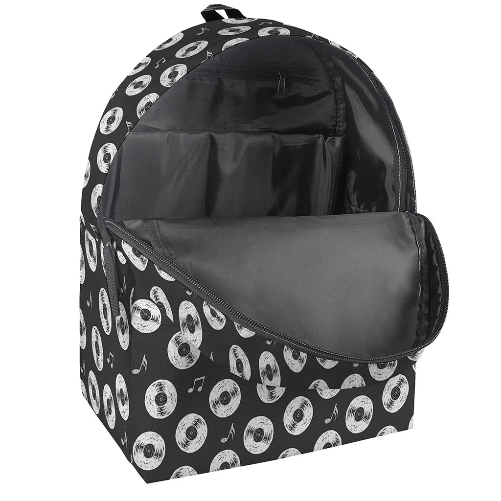 Hand Drawn Vinyl Record Pattern Print Backpack