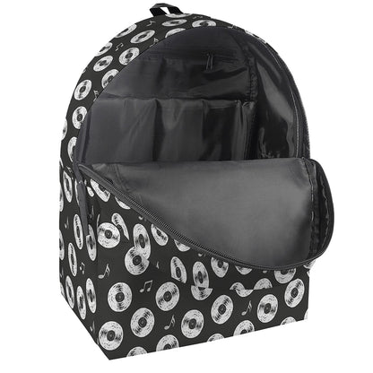Hand Drawn Vinyl Record Pattern Print Backpack