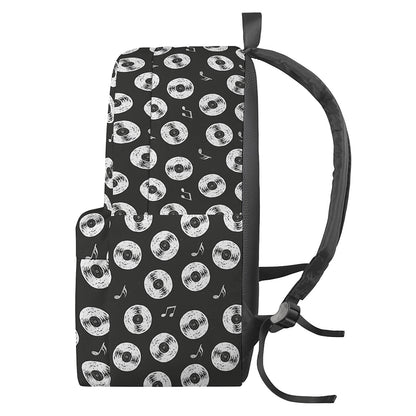 Hand Drawn Vinyl Record Pattern Print Backpack